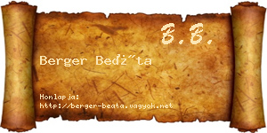Berger Beáta névjegykártya