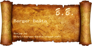 Berger Beáta névjegykártya